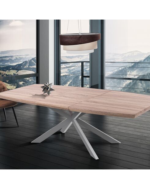 Table à rallonge en bois hics blanc/marron - 76x90x160/210 cm