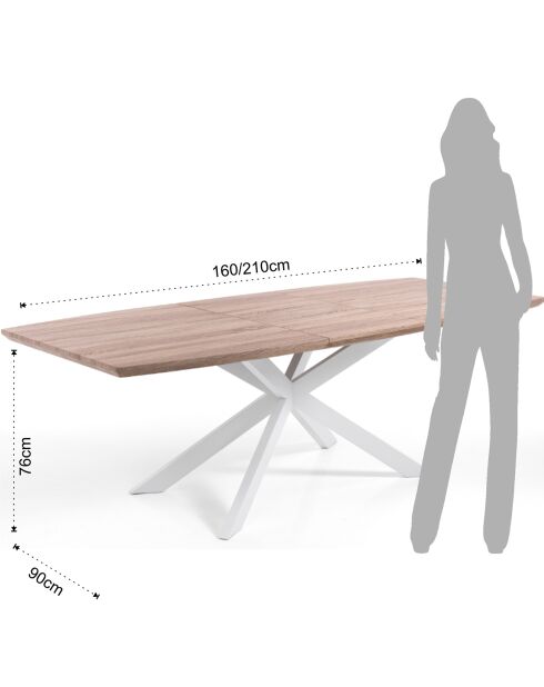 Table à rallonge en bois hics blanc/marron - 76x90x160/210 cm