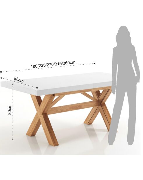 Table à rallonge jolly chêne/blanc - 80x85x180 cm