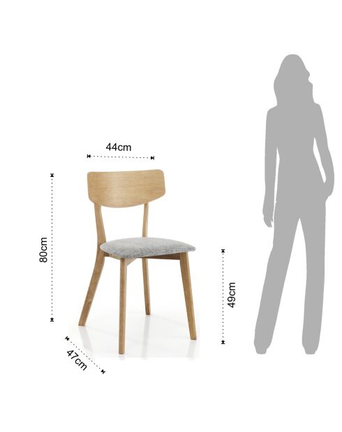2 Chaises varm grises - 80x44x47 cm