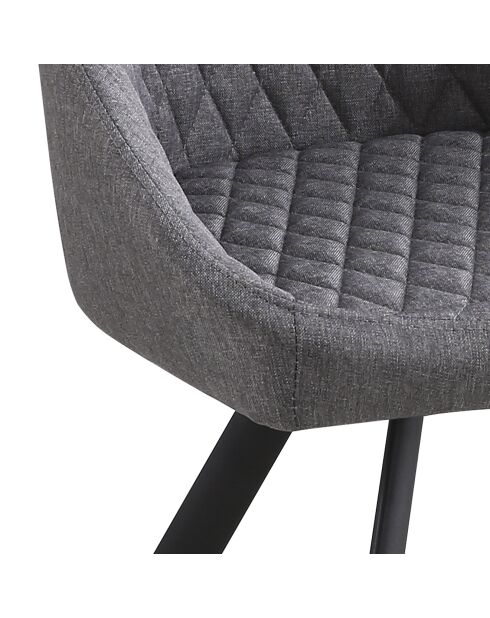 4 Chaises tapissée tips gris/noir - 55x55x87 cm