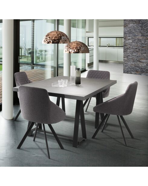 4 Chaises tapissée tips gris/noir - 55x55x87 cm