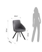4 Chaises tapissée tips gris/noir - 55x55x87 cm