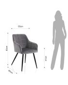 2 Chaises denver grises - 83x55x60 cm