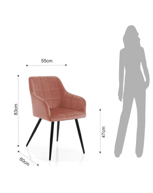 2 Chaises denver rose/noir - 83x55x60 cm