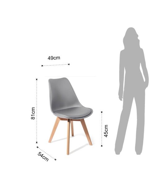 4 Chaises kiki evo grises - 81x49x54 cm