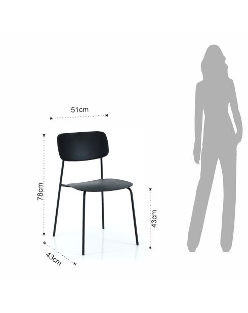 4 Chaises primary noires - 43x51x78 cm