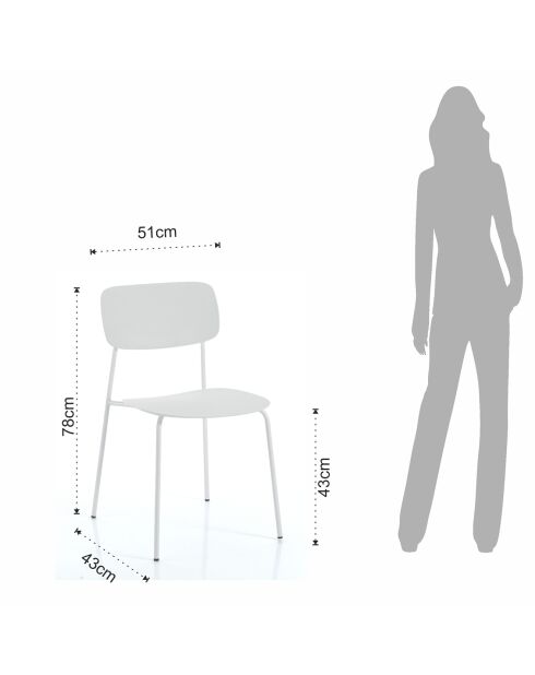 4 Chaises primary blanches - 43x51x78 cm