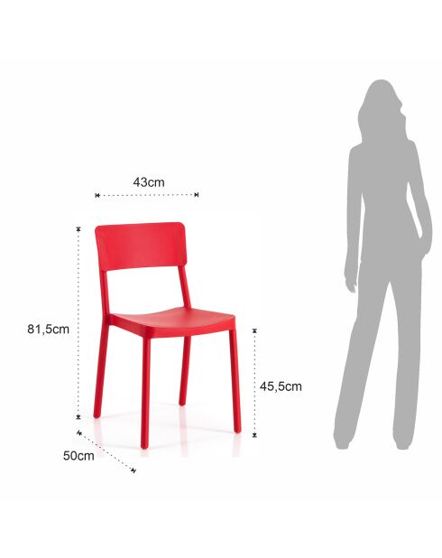 4 Chaises d'intérieur/extérieur anja rouges - 81.5x43x50 cm