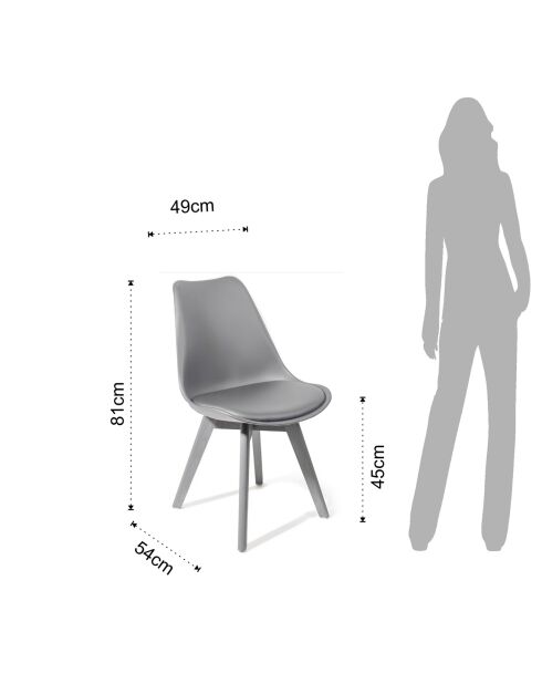 4 Chaises kiki evo grises - 81x49x54 cm