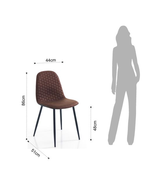 4 Chaises gale marron/noir - 86x44x51 cm
