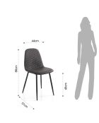 4 Chaises gale gris/noir - 86x44x51 cm