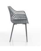 4 Chaises d'intérieur/extérieur nairobi grises - 85x57x56 cm
