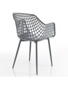 4 Chaises d'intérieur/extérieur nairobi grises - 85x57x56 cm