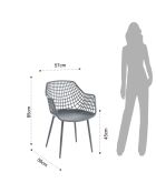 4 Chaises d'intérieur/extérieur nairobi grises - 85x57x56 cm