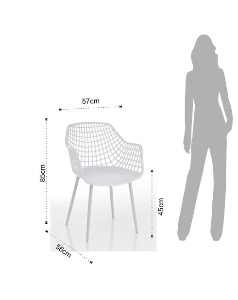 4 Chaises d'intérieur/extérieur nairobi blanches - 85x57x56 cm