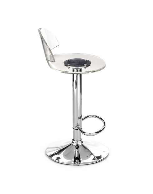 2 Tabourets de bar susy chrome/transparent - 56/78x40x41 cm