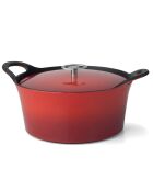 Cocotte ronde fonte de fer émaillée avec couvercle Volcan rouge - 16.5x28.5x26 cm