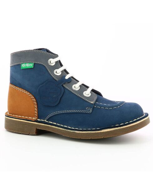 Boots en Cuir Kickcol marine/camel
