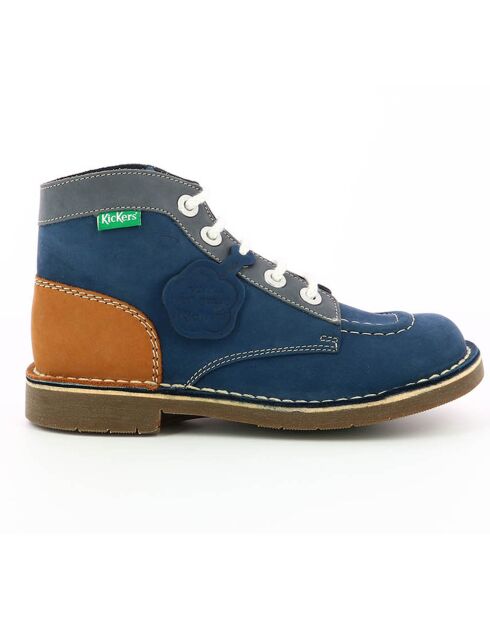 Boots en Cuir Kickcol marine/camel