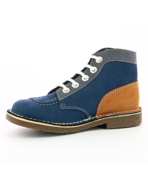 Boots en Cuir Kickcol marine/camel