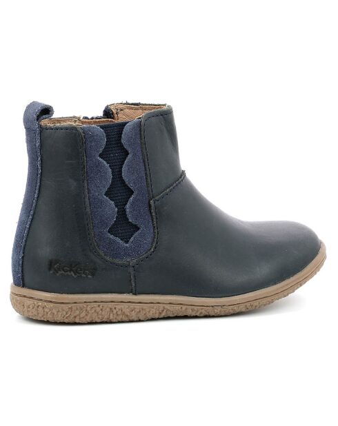 Boots en Cuir Vetudi marine métallisé