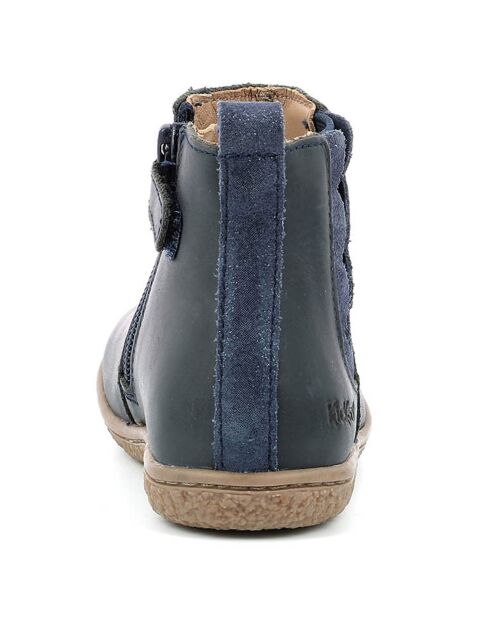 Boots en Cuir Vetudi marine métallisé