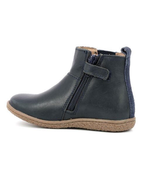 Boots en Cuir Vetudi marine métallisé
