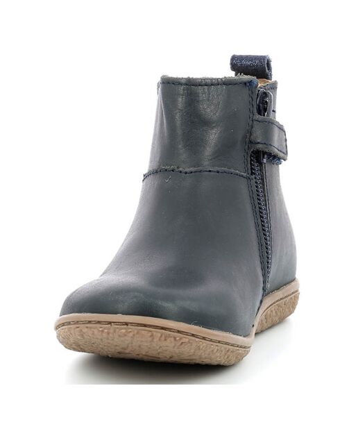 Boots en Cuir Vetudi marine métallisé