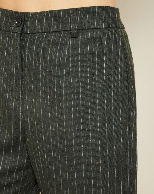 Pantalon en Laine mélangée Pavo rayé vert foncé