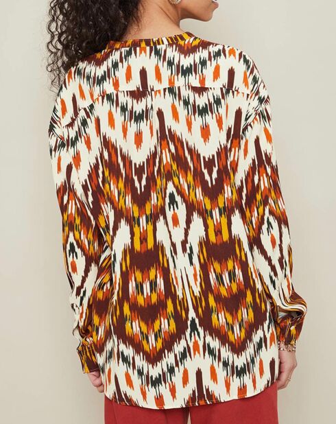 Blouse Cabane imprimée rouge/jaune/écru