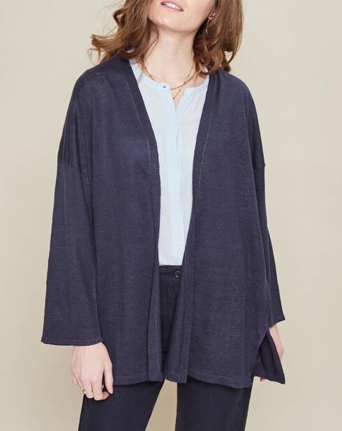 Gilet 100% Lin Meeting marine