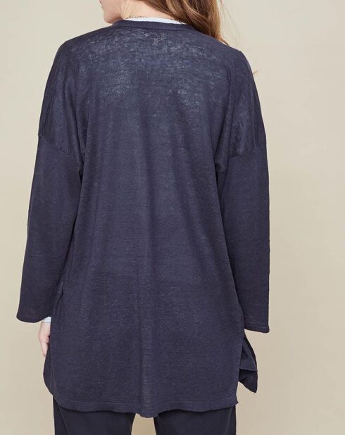 Gilet 100% Lin Meeting marine
