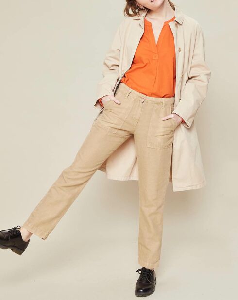 Pantalon en Coton & Lin Polo sahara