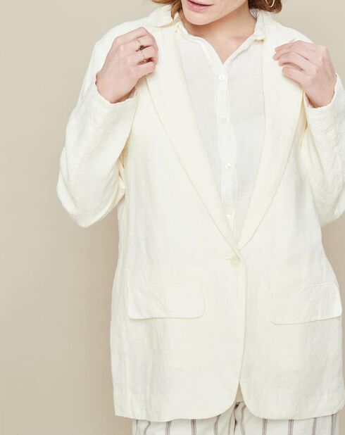 Zeer lichtgele jas van 100% linnen van Vaison