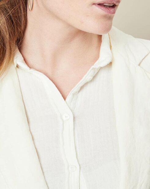 Zeer lichtgele jas van 100% linnen van Vaison