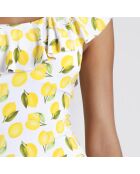 Maillot de bain 1 Pièce asymétrique Lemons blanc/jaune
