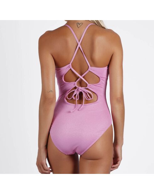 Einteiliger Badeanzug in leuchtendem Rosa