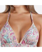 Maillot de bain 1 Pièce trikini Cachemire bleu/rose