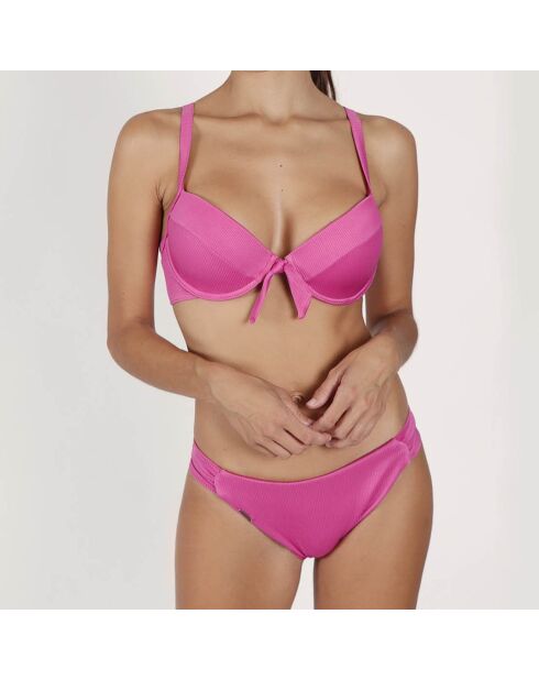 Traje de baño push-up de 2 piezas de pana color frambuesa