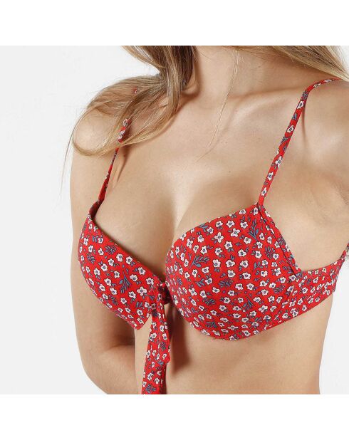 Costume Da Bagno A Due Pezzi Push-Up A Fiori Estivi Rosso