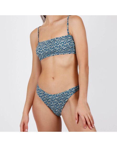 Blauer zweiteiliger Badeanzug mit Gänseblümchenstirnband