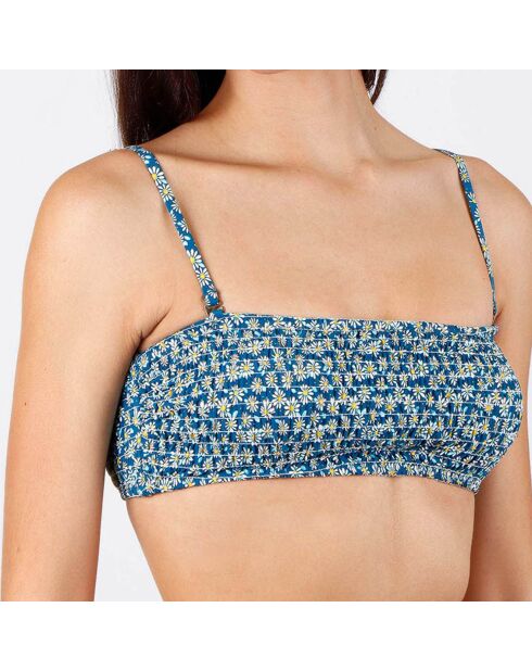 Blauer zweiteiliger Badeanzug mit Gänseblümchenstirnband