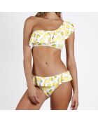 Maillot de bain 2 Pièces asymétrique Lemons blanc/jaune