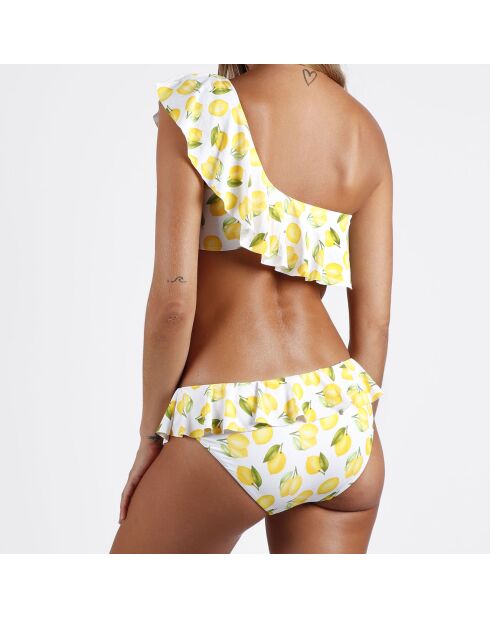Maillot de bain 2 Pièces asymétrique Lemons blanc/jaune