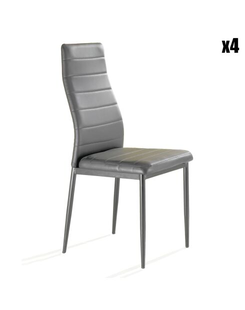 4 Chaises tapissées camaro grises - 94x41x54 cm