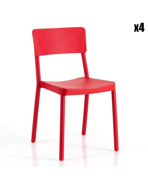 4 Chaises d'intérieur/extérieur anja rouges - 81.5x43x50 cm