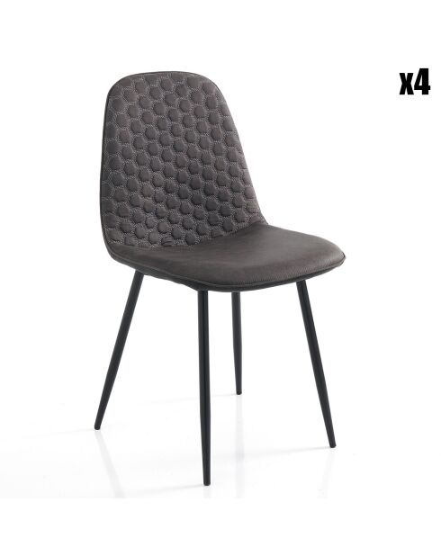 4 Chaises gale gris/noir - 86x44x51 cm