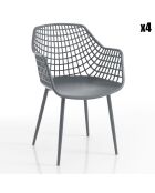 4 Chaises d'intérieur/extérieur nairobi grises - 85x57x56 cm