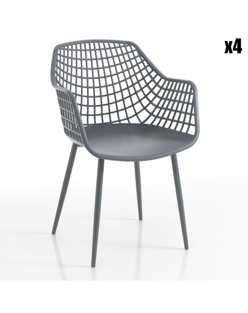 4 Chaises d'intérieur/extérieur nairobi grises - 85x57x56 cm